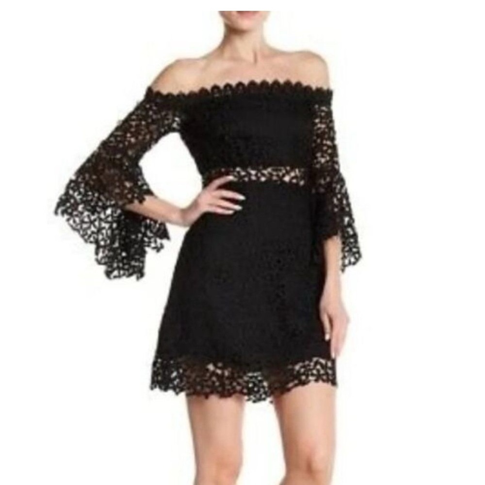 Amur Off Shoulder Lace Mini Dress